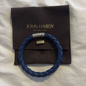 JOHN HARDY Kali Blue Woven Leather Bracelet Steeling Silver and leather